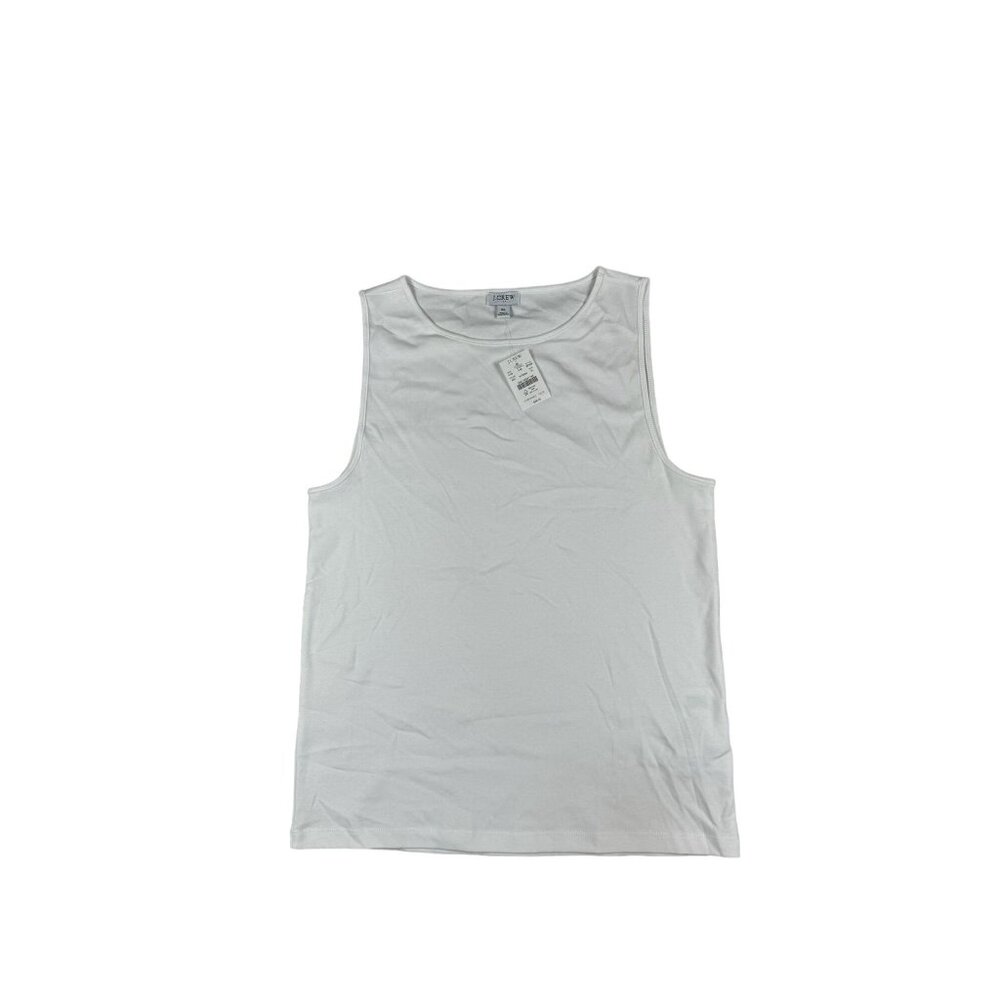J.Crew Women's White Tank Top XL 100% Cotton Casual Sleeveless Shirt